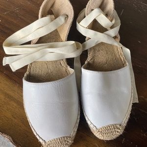 Soludos white lace up espadrilles